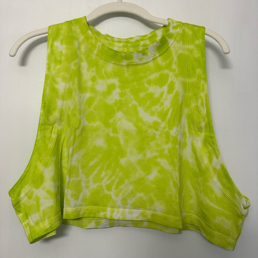lululemon Lime Tie-Dye Muscle Cropped Tank Top